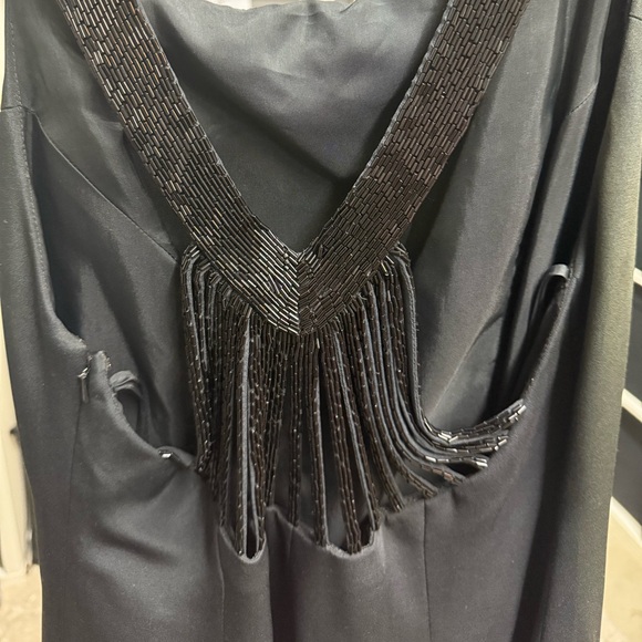 Niteline Bella Roufogali Silk Beaded Strap Black Sleeveless Mini Dress - Picture 5 of 11